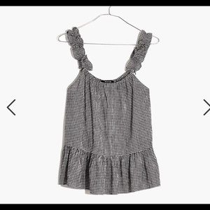 Madewell gingham flutter top
